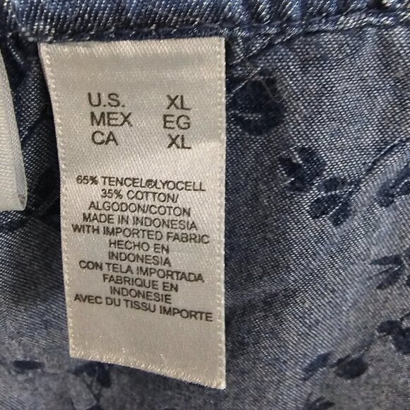 Liz Claiborne Blue Floral Boho Blouse Midi Skirt Chambray Set 12 - Picture 15 of 16